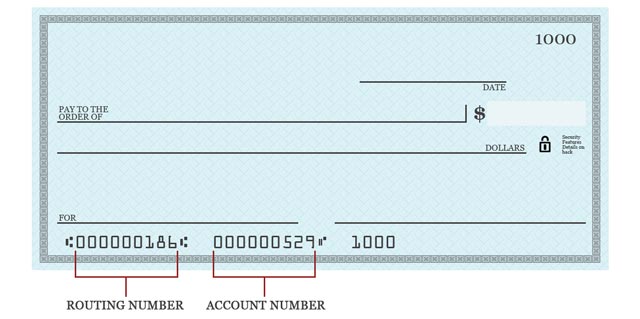 How do you read routing and account numbers on the bottom of checks?